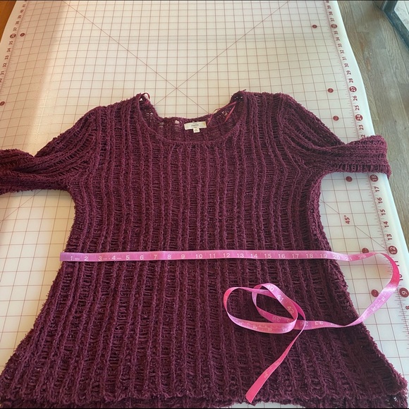 Anthropologie Entro size small burgundy wine purple knit fuzzy boho sweater - Picture 11 of 16